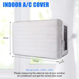 Little World Indoor Air Conditioner Cover - Window AC Covers for Inside, White Air Conditioner cover Indoor Double Insulation Air Conditioner Covers 25 x 18 x 3.5 Inches