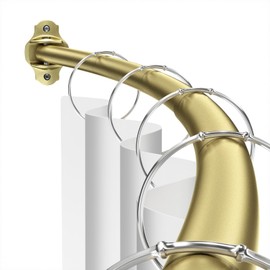 Mcrbeay Shower Curtain Rod Curved, Adjustable 40-72 inches Extra Wide Curved Shower Rods for Bathroom, Rust proof Shower Rod, Stainless Steel Curved Curtain Rod for Shower, Bathtub, Gold