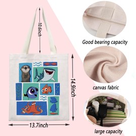 ENSIANTH Cartoon Nemo Movie Merch Dory Fish Fans Tote Bag Animal Ocean Gift Clownfish Lover Shoulder Bag Squirt Turtle Gift (fish bag)