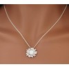 Solid Sterling Silver & OPAL SUNFLOWER DAISY Pendant (Optional Necklace)