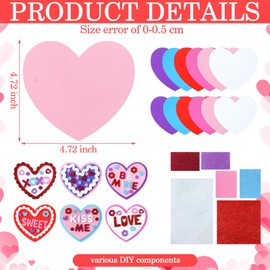Foilswirl 24 Sets Valentinstag-Magnete, Bastelsets für Kinder, Herz-Handwerk, Glitzer-Schaumstoff-Herz-Aufkleber für Kinder, Valentinstag, Klassenzimmer, Bastelbedarf, Valentinstagsgeschenke für