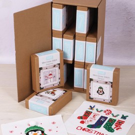 Crafty Capers Christmas Cross Stitch Kits | Filled Advent Calendar | 12 Boxes/Days