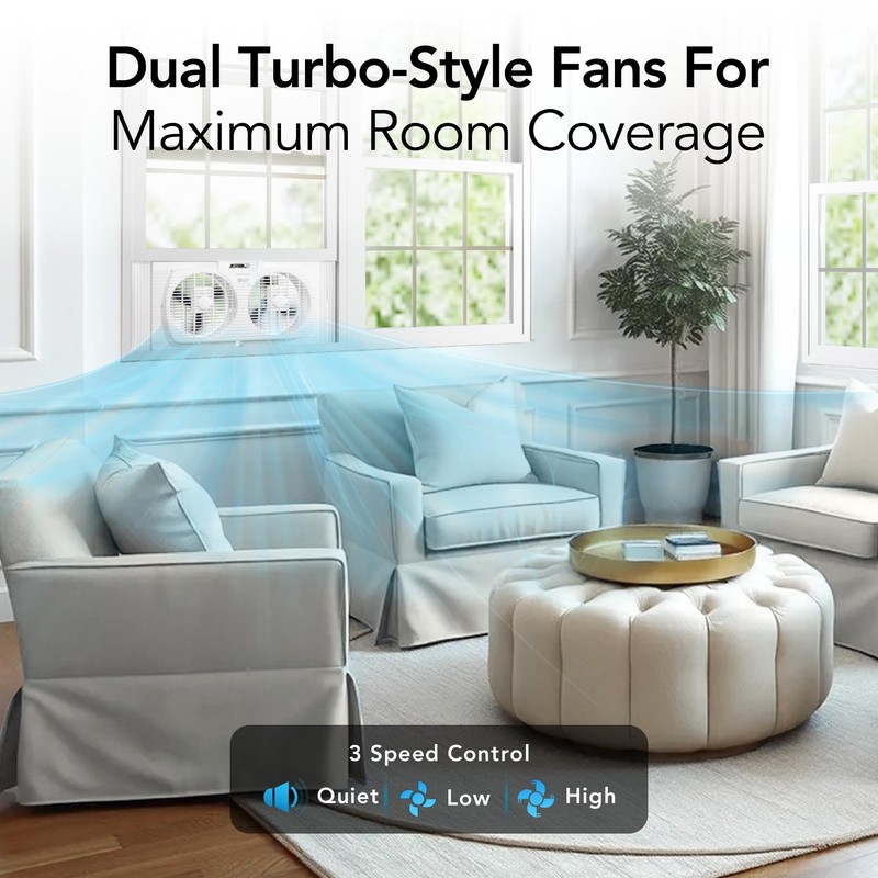 Comfort Zone Window Fan for Bedroom, 9 inch 3 Speed