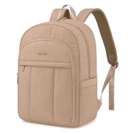 LOVEVOOK Laptop Backpack for Women, Puffer Travel Bag Fits 17 Inch Laptop, Lightweight Work Daypack for Teacher Nurse, Water-resistant College Bookbag, Coffee Brown