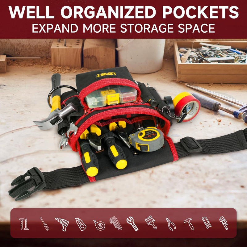 Tool Belt,Magnetic Tool Pouch,14-Pockets Tool Belts for Men,Detachable & Adjustable