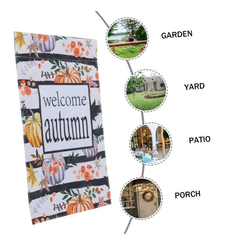 Ipetboom 2pcs Double-sided Autumn Garden Flags Fall Pumpkin Decor Welcome