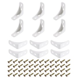 sourcing map 12Pcs 90 Degree Plastic Corner Braces, 39x16x39mm Nylon Shelf Right Angle Brackets with Screws for Cabinets, Cupboards (White)