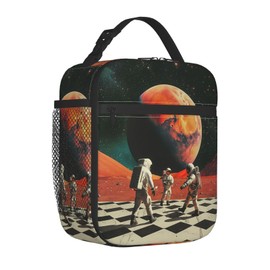 ainori - Lonchera de astronauta reutilizable para niños y mujeres, adultos, bolsa de almuerzo cósmica, espacio lunar, bolsa de poliéster para la escuela, picnic, trabajo, viajes, playa o senderismo