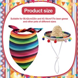 Mexican Porch Goose Outfit, Include 1 Sombrero Hat & 1 Bandana/Scarf Funny Concrete Costume Mexican Lawn Plastic Goose Clothes for Cinco De Mayo Garden Spring Decor Decoration Party Patio Yard