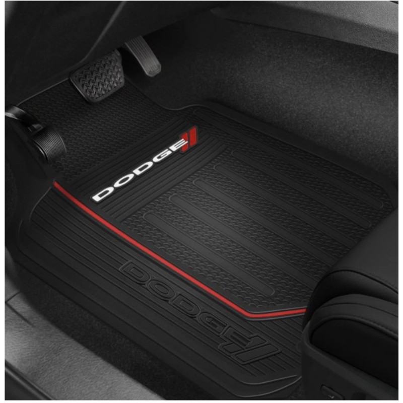 Mopar Front & Rear DODGE LOGO Floor Mats Rubber All