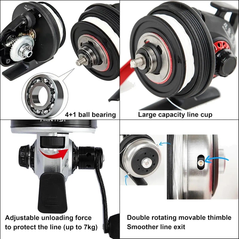 Carrete De Pesca Con Arco Spincast, Acero Inoxidable