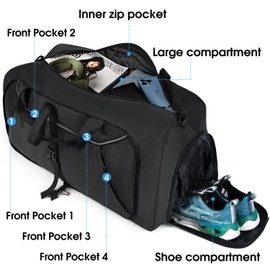 Foldable Travel Bag 65L 80L 100L Large Lightweight Sports Bag with Shoe Compartment for Men Women Weekender Bag Travel Luggage Bag for Travel, Gym, Holiday and Camping, black, travel bag