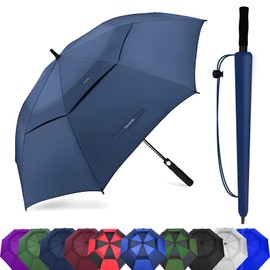 Baraida Golf Umbrella Large 62/68/72 Inch, Extra Large Oversize Double Canopy Vented Windproof Waterproof Umbrella, Automatic Open Golf Umbrella for Men and Women and Family.(62 Inch,Navy Blue)