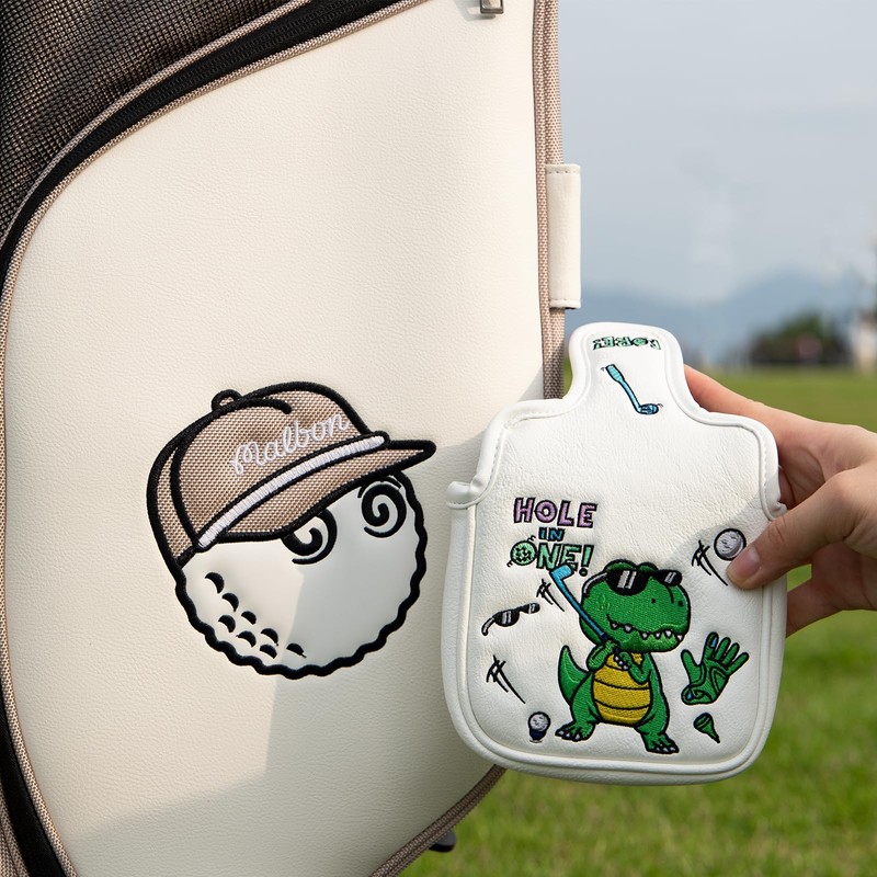 Golf Mallet Kawaii Magnetic Putter Cover Premium Embroidered PU Leather