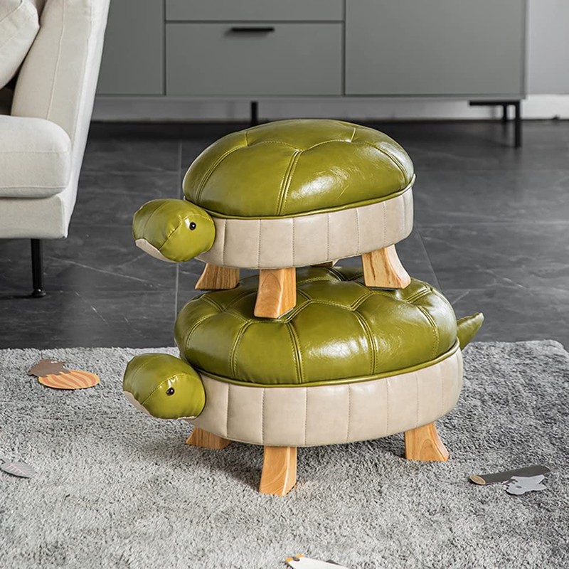 CYYTLFSD Animal Ottoman Footstool, Turtle Sofa Stool, PU Leather Upholstered