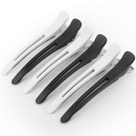 Medoca Hair Clips for Styling - 6 pcs No Crease Hair Clips for Women - Non Slip Duck Billed Hair Roller Clips with Silicone Band - Salon Hair Sectioning Clips Black White