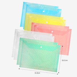 File Folders Plastic File Folder Document Folder A4 Waterproof Plastic File Envelopes Transparent Plastic Folders for Documents with Snap Button for School Home Work Office Organization 5 Colors 10Pcs