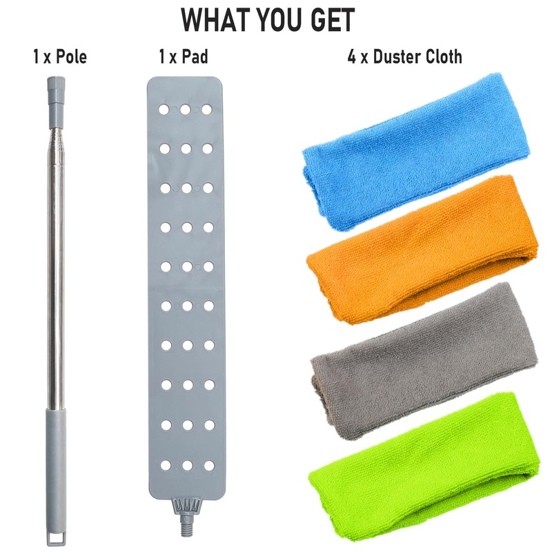 Retractable Gap Dust Cleaner Brush with 4 pcs Replacement Duster