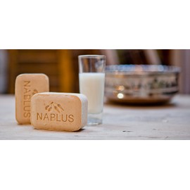Nablus Soap Bio-Olivenölseife Ziegenmilch, PALMÖLFREI, aus extra nativem Olivenöl aus erster Pressung, unparfümiert & rückfettend, für unreine/trockene Haut und Körper, 100g