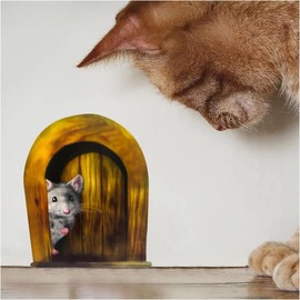 5pcs Interesting Scaredy Mice Mouse Hole 3D Wall Sticker Realistic Decor Decal,Classroom, Home, Bedroom, Bookcase, Mice and Men, Adorable Wall Décor Wall Stickers