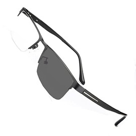 WENDA 調光 変色 フォトクロミック老眼镜 男性 釣り 遠足 (ブラックBla, 2.0)