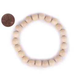 TheBeadChest Wood Stretch Bracelet, Cream - Stackable Beaded Jewelry, Unisex for Men & Women