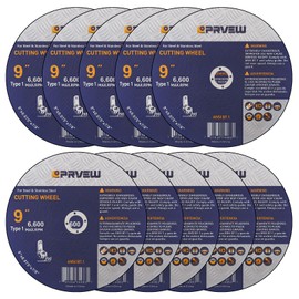 PRVEW 10-Pack Cut Off Wheels 9-Inch, 9"x0.075"x7/8" Quality Cutting Disc, Metal & Stainless Steel Aggressive Cutting Wheel for Angle Grinder, General Purpose Cut-Off Wheel(9-Inch)