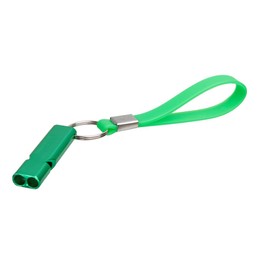 Green Metal Emergency Survival Whistle Double Tubes Safety Whistle Silicon Fob keychain for Boating Outdoor Camping Hiking Hunting Sports Dog Training
