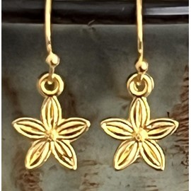 Little Gold Flower Dangle Earrings Nature. Jewelry Earrings for Women #3298FE360