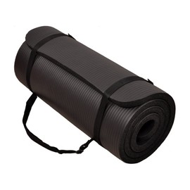 BalanceFrom GoCloud 71x24 Inches Extra Thick Yoga Mat 1-Inch High-Density Foam – Roll-Up Exercise Pad with Double-Sided Non-Slip Surface and Carrying Strap for Pilates and Home Workouts