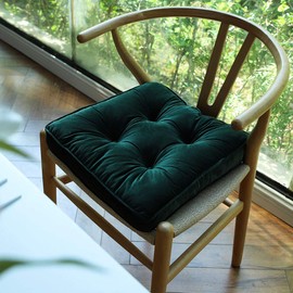 vctops - almohadillas para orejas de terciopelo suave para silla con lazos, cómodo cojín de asiento sólido para sillas de comedor, sillas de oficina, suelos de madera dura (verde, 16 x 16 pulgadas)