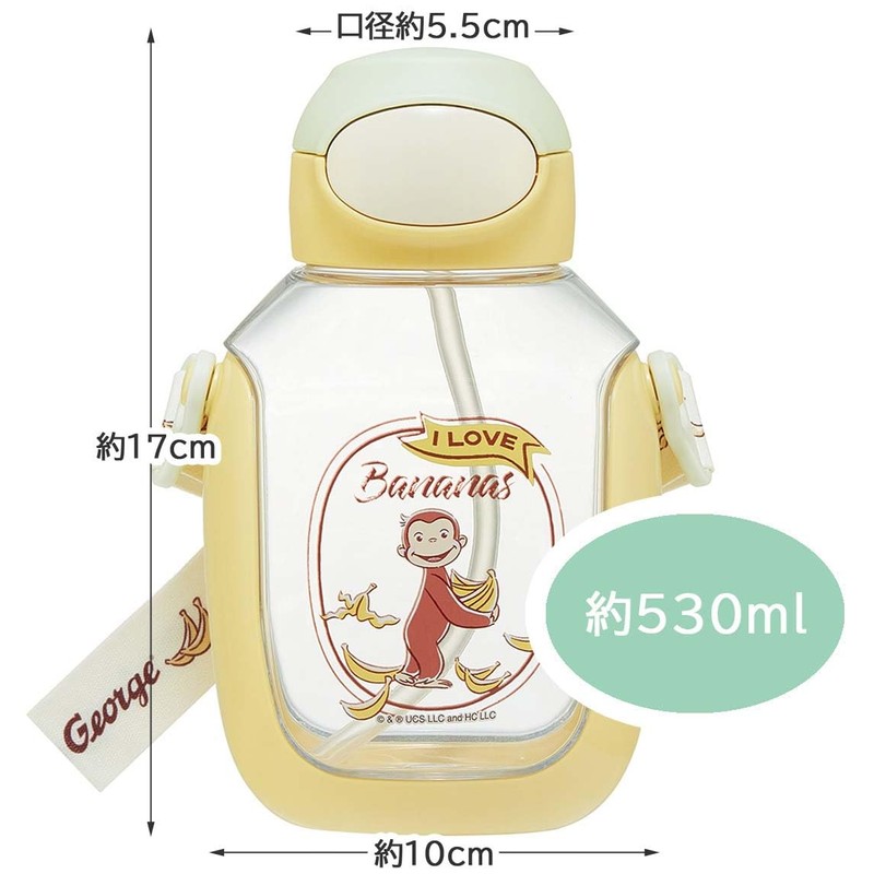 Skater PDSH6DX-A Curious George Water Bottle with Straw, 18.9 fl