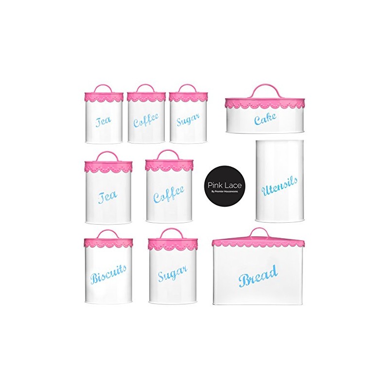 Premier Housewares Pink Lace Coffee Canister