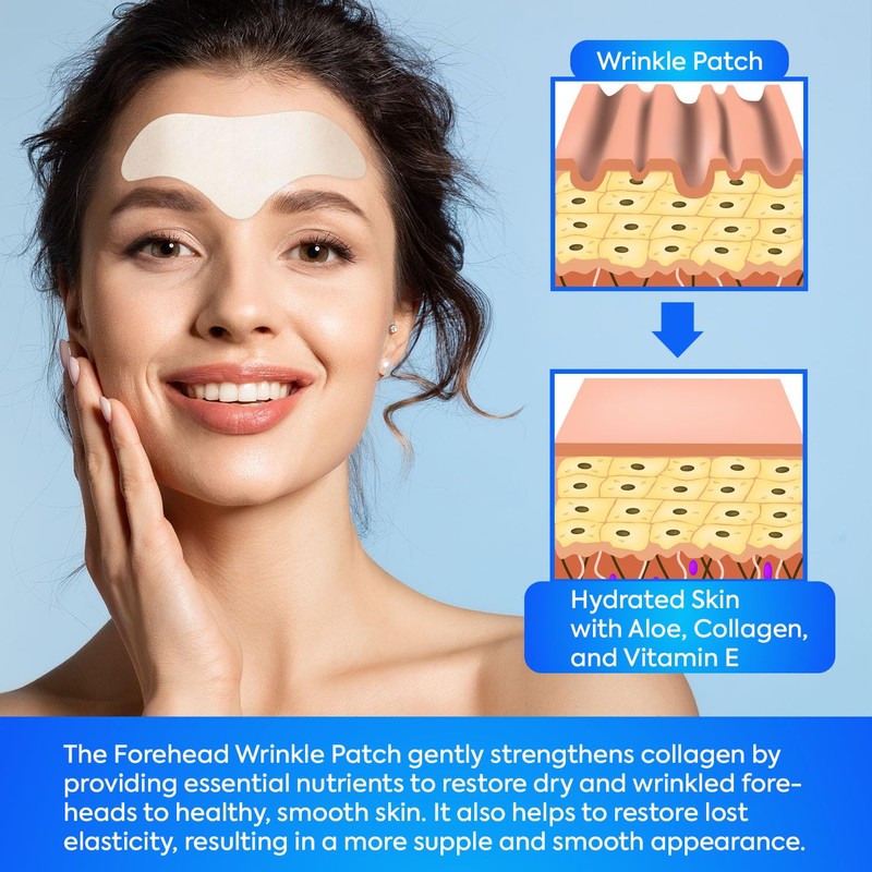 SILKDERMIS Forehead Wrinkle Patches 12Pcs with Aloe, Collagen, Vitamin E,