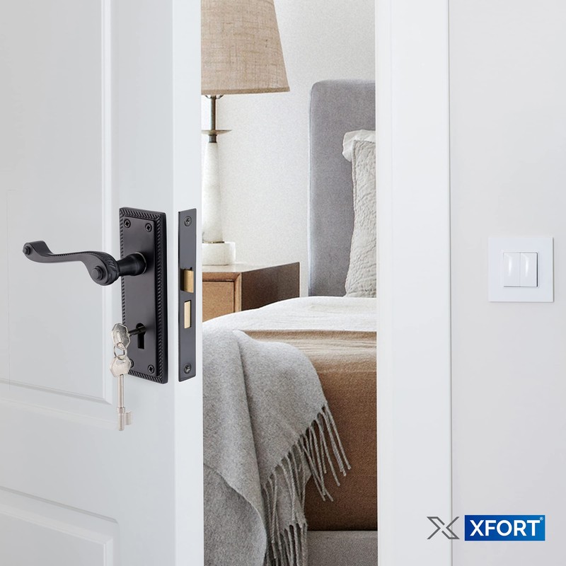 XFORT Matt Black 65mm Mortice Sashlock, Mortice Door Lock with