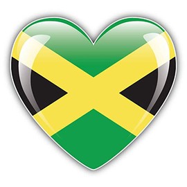 Magnet Jamaica Glossy Heart Flag Flexible Vinyl Magnet Waterproof Car Magnetic Bumper Sticker 5"