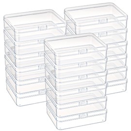 Kingrol 18 Pack Mini Clear Plastic Storage Containers with Lids, 4-1/2 x 3-3/8 x 1-1/8 Inch Empty Hinged Boxes for Beads, Jewelry, Tools, Craft Supplies, Flossers, Fishing