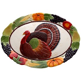 Cosmos Turkey Platter, Multicolored, Large