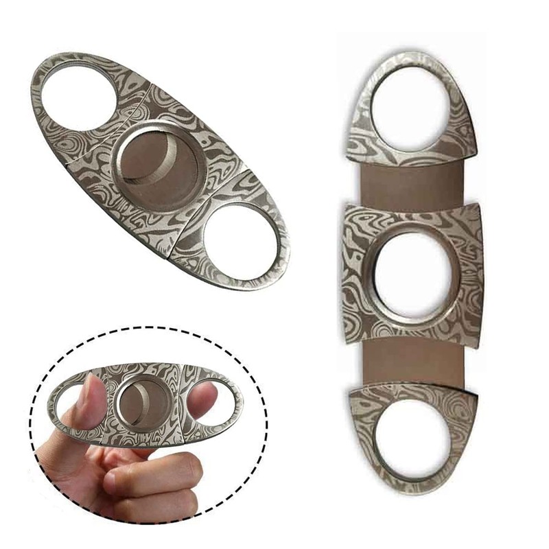 CAM2 Silver Grain Damascus Steel fits most cigars, cigar cutters,