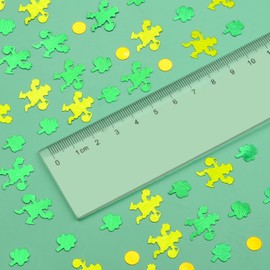 "NAUZE 30g St Patricks Day Confetti, Glitter Shiny Shamrock Leprechaun Disc Assorted Confetti for St Patricks Party, Irish Table Decoration Supplies"
