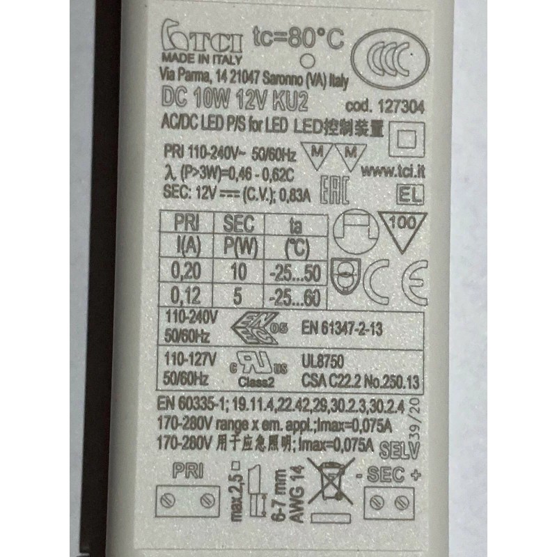 TCI Range Hood Parts LED Lights Transformer 10W12V TCI Made