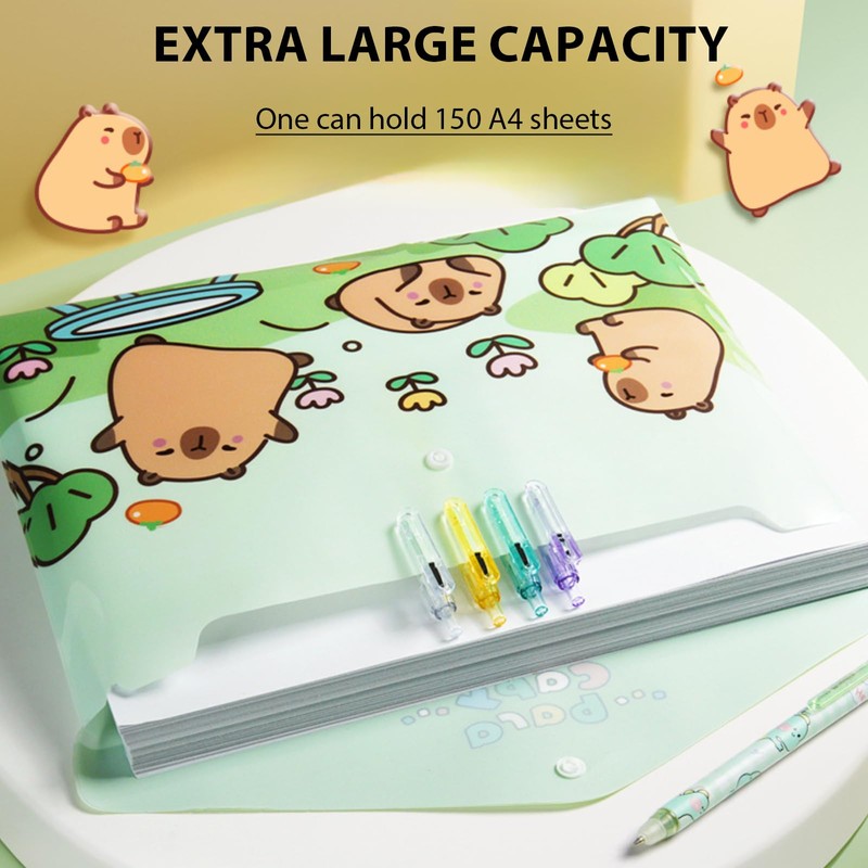 10 PCS Capybara Plastic Folders for Document, A4,Letter Size File