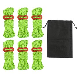 Smithok 16.4ft 6 Pack 4mm Guy Lines Ultralight Tent Cords with Aluminum Adjuster Tensioner Outdoor Camping Guylines Ropes for Tent Tarp,Climbing,Hiking Backpacking (Green)