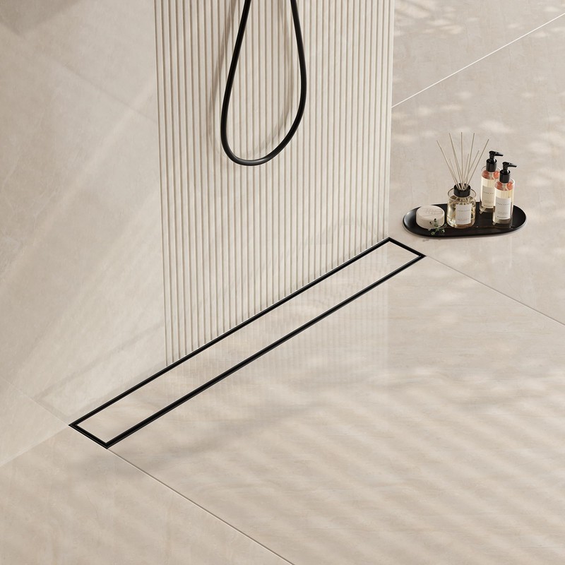 Neodrain 24 in Matte Black Linear Shower Drain- with 2-in-1
