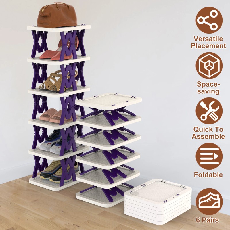 NewHome Small 6 Tier Narrow Vertical Shoe Rack Organizer for