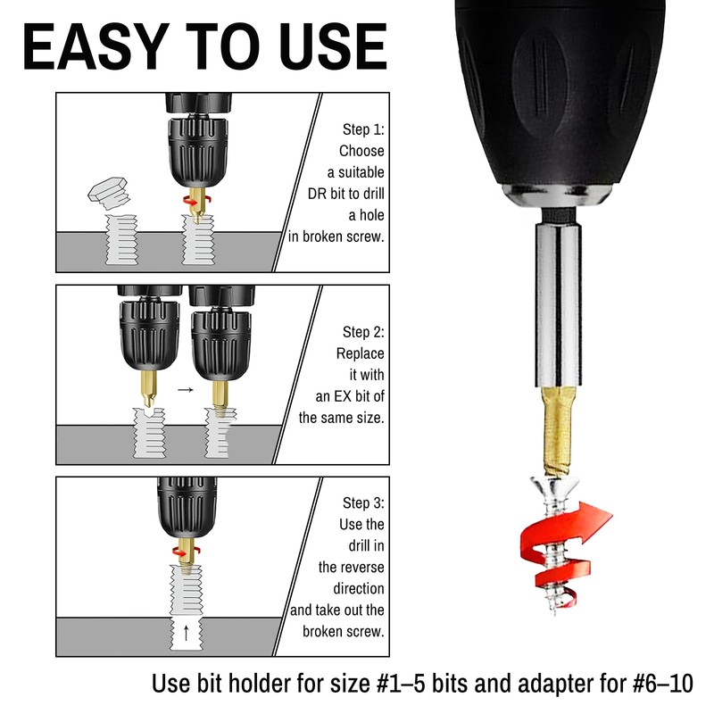 HSS 6542 Screw Extractor Set, 22 PCS Titanium Stripped Screw