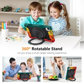 ROISKIN For Honor Pad X9a Case 11.5 inch 2025: Heavy Duty Shockproof Case with Screen Protector & Rotating Stand & Shoulder Strap & Pencil Holder for Honor X9a Tablet,Black-Red