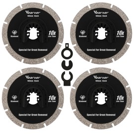 Vearter Diamond Oscillating Tool Blade 4PCS, 4" Circular Oscillating Saw Blades for Grit Grout Removal, Universal Quick Release Multitool Blades for Tile, Cement, Concrete, Masonry