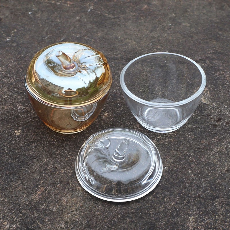 Mozacona GLass Relief Apple Sugar Bowl Candy Dish Food Storage