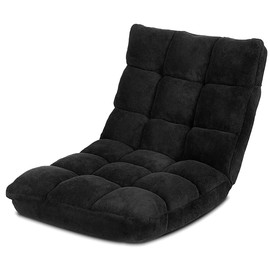 Giantex Floor Chairs, Floor Gaming Chair with Back Support, Coral Velvet, 14 Adjustable Position, Thick Sponge Padding, Floor Seating Lounge for Reading, Watching TV, Meditation, Gaming Chair Floor